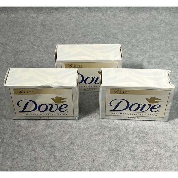 Vintage 2001 Dove LEVER White 4.75 Oz. 1/4 Moisturizing Soap Beauty Bars 3 Pack - Picture 3 of 11